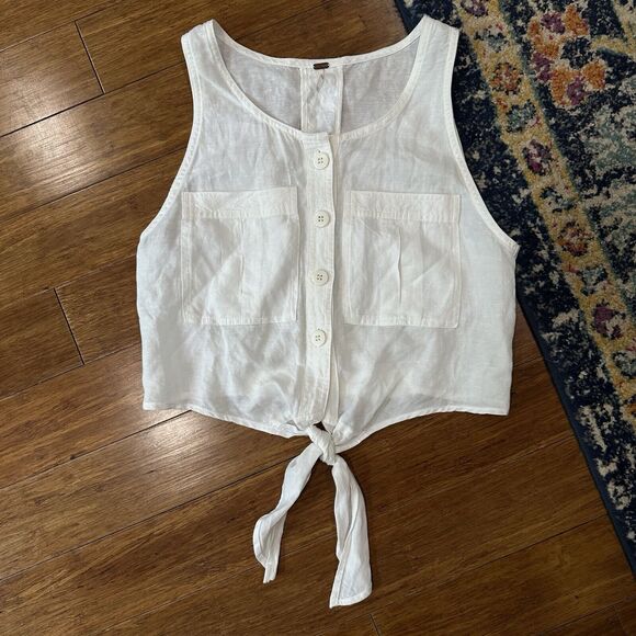 Free People Tops - Free People Tie Front Tank Top In White Size XS